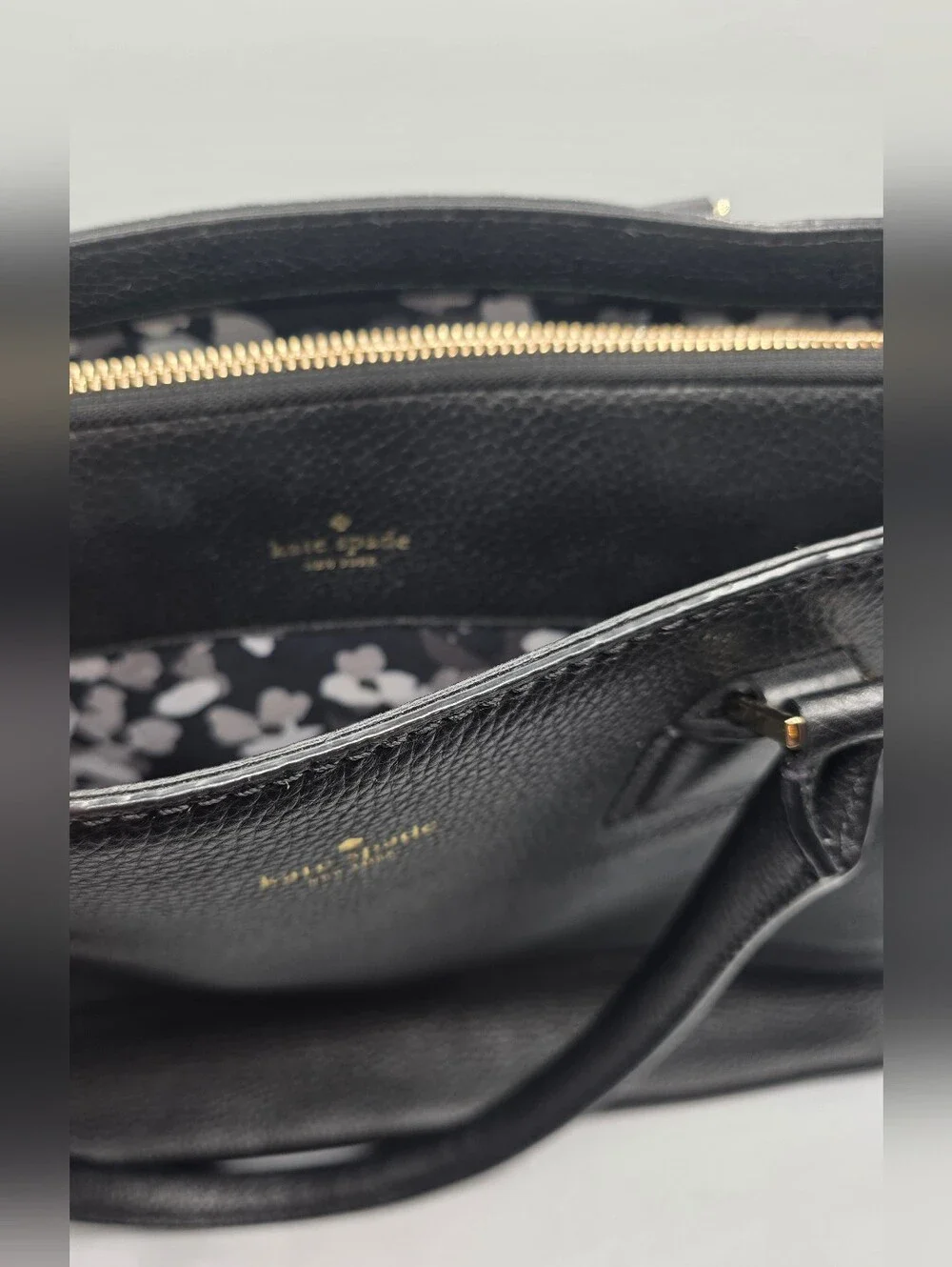 kate spade Black Leather Laptop Bag Tote With  Floral Laptop Tote Bag.